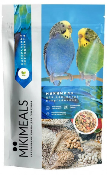 Корм для волнистых попугаев Mikimeals зерновая смесь, 800 г