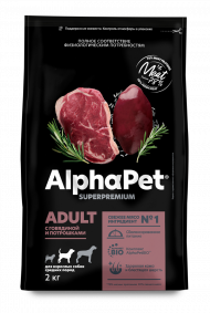 Корм AlphaPet для собак средних пород (говядина и потрошки) 12 кг