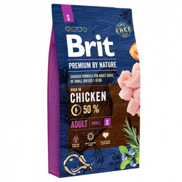 Корм Brit Premium by Nature Adult S для взрослых собак малых пород (1-10 кг 1-7 лет) 1кг