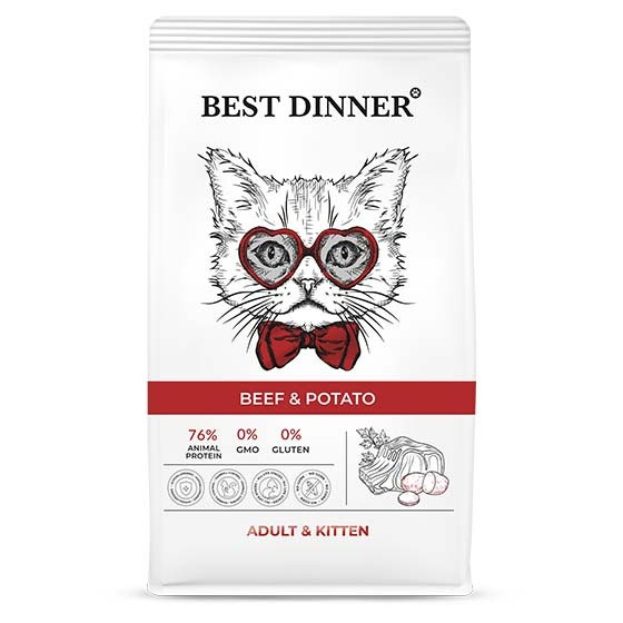 Корм Best Dinner для кошек и котят Говядина и картофель Adult & Kitten Beef & Potato 1,5кг