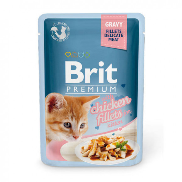 Влажный корм Brit Premium для котят курица в соусе (пауч) 85гр