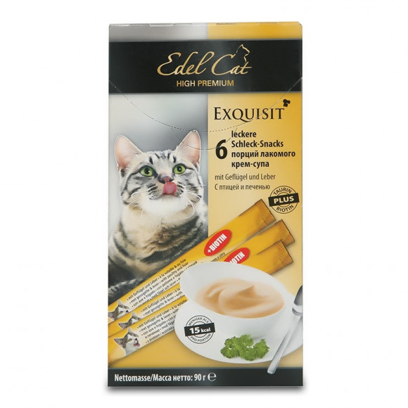 Лакомство Edel Cat крем-суп с птицей и печенью 6шт/уп
