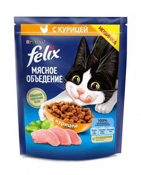 Корм Purina Felix Мясное Объединение для взрослых кошек, с курицей, 1,3кг