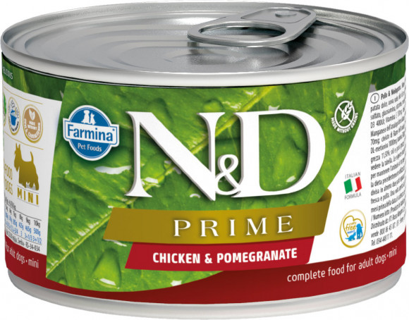 Влажный корм Farmina N&D Dog Prime Chicken & Pomegranate Mini консервы для взрослых собак мелких пород Курица с гранатом 140гр
