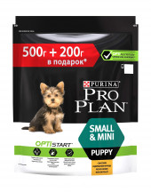 АКЦИЯ!!! Корм Purina Pro Plan для щенков мелких и карликовых пород, курица с рисом, 500г + 200г в подарок!