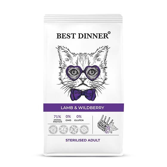 Корм Best Dinner для кастрированных/стерилизованных кошек Ягненок и ягоды Adult Sterilised Lamb & Wildberry 400гр