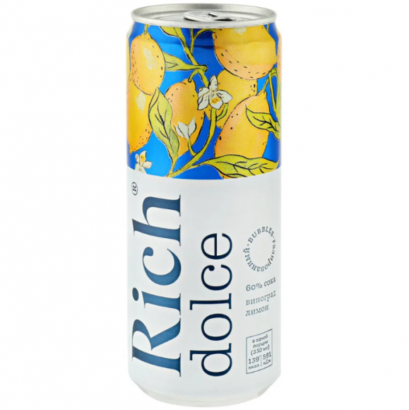 Газированный напиток Rich Виноград/Лимон 0,33л