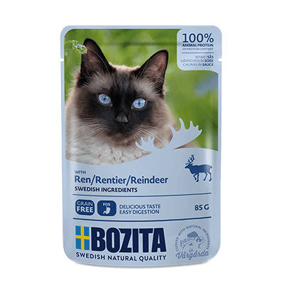 Влажный корм BOZITA для кошек кусочки в соусе Олень 85г