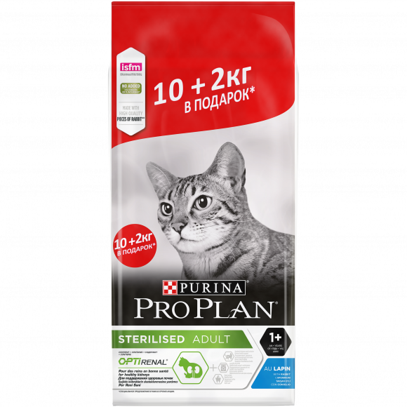 Корм Purina Pro Plan для кастрированных/стерилизованных кошек Кролик 12кг