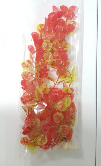 Растение пластиковое для аквариума 34см, красно-желтое