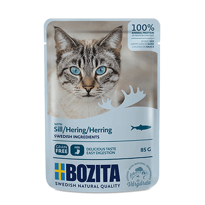 Влажный корм BOZITA для кошек кусочки в соусе Сельдь 85г