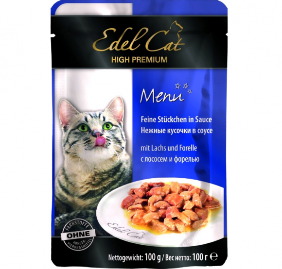 Влажный корм Edel Cat в желе лосось+форель (пауч) 100гр