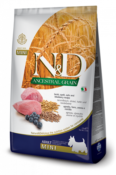 Корм Farmina N&D Low Grain Lamb & Blueberry Adult низкозерновой для собак мелких и карликовых пород Ягненок с черникой 7кг