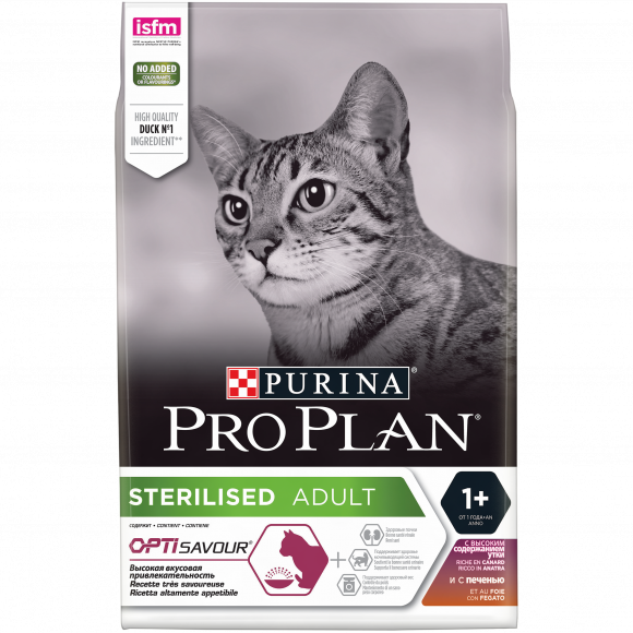 Корм Purina Pro Plan для стерилизованных кошек, утка/печень, 3кг. Корм Purina Pro Plan для стерилизованных кошек, утка/печень, 3кг.