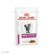 Ветеринарный влажный корм Royal Canin для кошек Лечение заболеваний почек Renal с говядиной в соусе 85 г