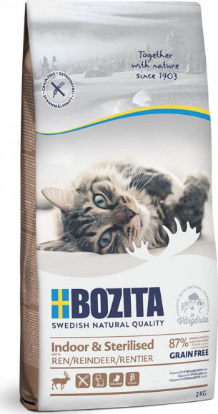 Корм Bozita Indoor & Sterilised GF беззерновой для домашних и стерилизованных кошек Олень 2кг
