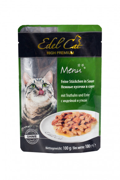 Влажный корм Edel Cat в соусе индейка+утка (пауч) 100гр