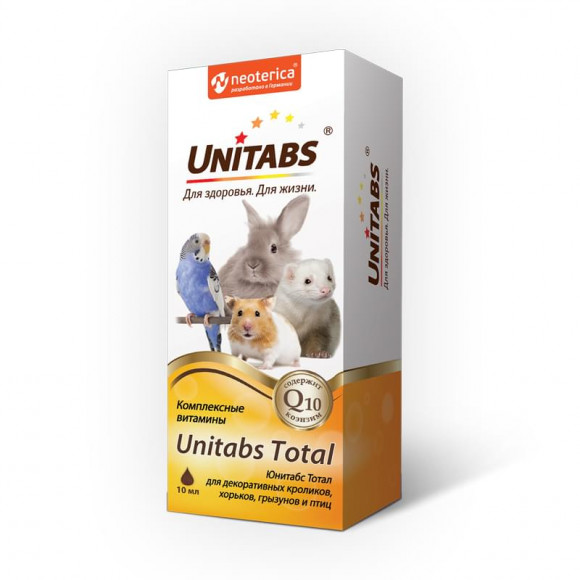 Витаминная добавка UNITABS Total для кроликов, птиц и грызунов 10 мл Витаминная добавка UNITABS Total для кроликов, птиц и грызунов 10 мл