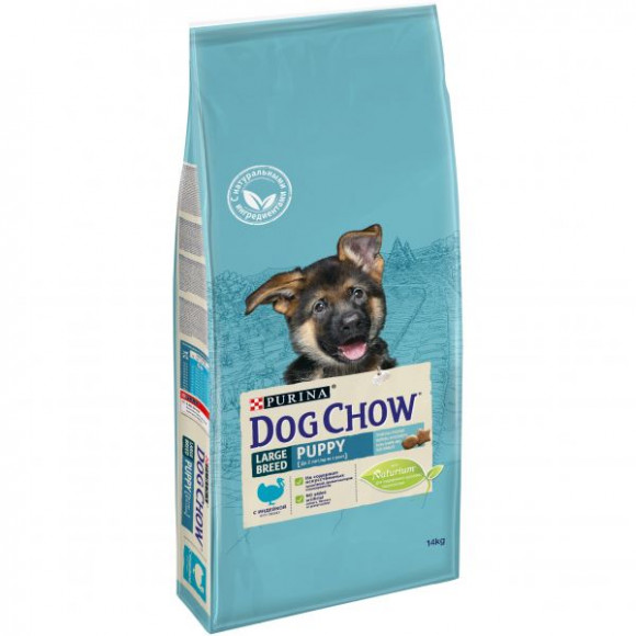 Корм Purina Dog Chow для щенков крупных пород, индейка, 14 кг