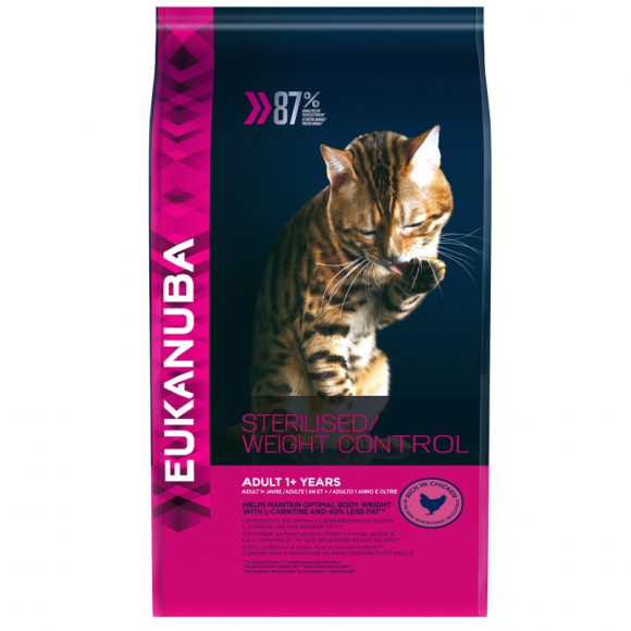 Корм Eukanuba Adult Sterilized/Weight Control для кастрированных и склонных к ожирению кошек 1,5кг