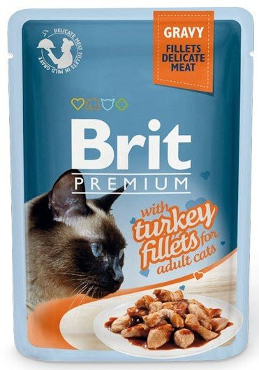 Влажный корм Brit Premium для кошек индейка в соусе (пауч) 85гр