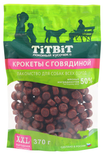 Лакомство TITBIT Крокеты XXL с говядиной для собак всех пород 370 г Лакомство TITBIT Крокеты XXL с говядиной для собак всех пород 370 г