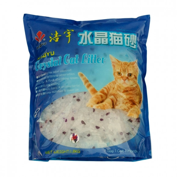 Наполнитель Haoyu "Crystal Cat Litter", силикагелевый, с ароматом лаванды, 1,8 кг