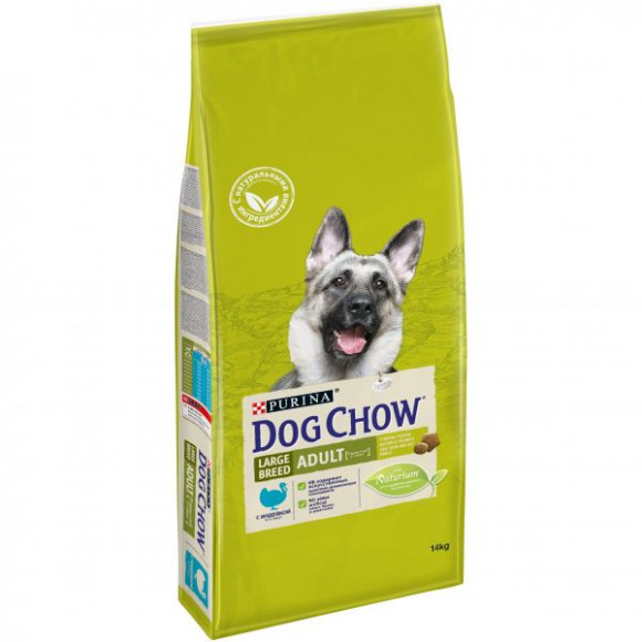 Корм Purina Dog Chow для взрослых собак крупных пород, индейка, 14 кг
