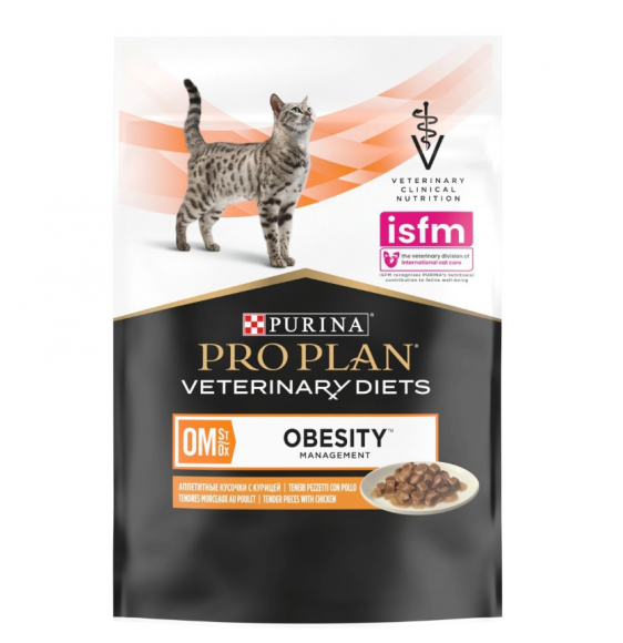 Ветеринарный влажный корм Pro Plan Veterinary Diets OM  для кошек при ожирении, курица 85 г