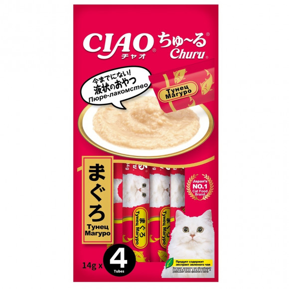 Лакомство для кошек INABA Ciao Churu Пюре Тунец Магуро 1шт/14г