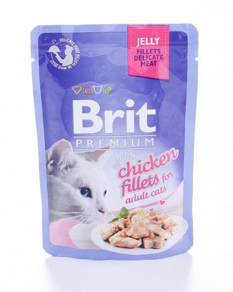 Влажный корм Brit Premium для кошек курица в желе (пауч) 85гр