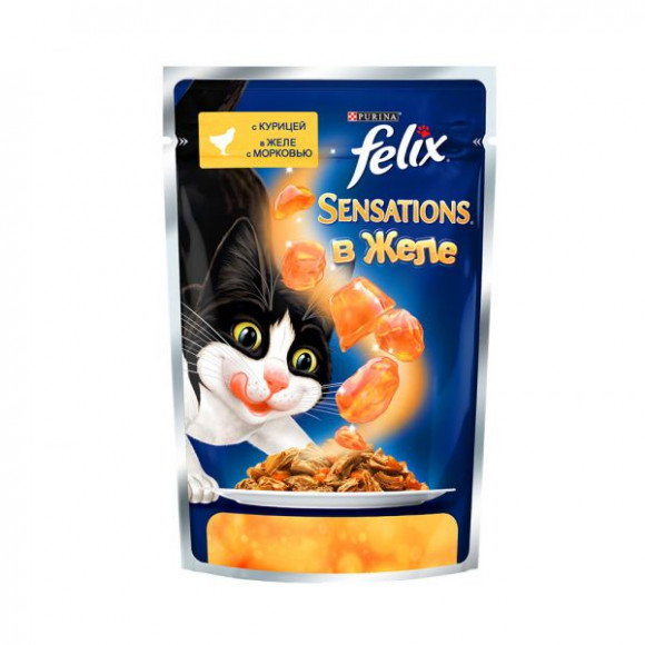 Влажный корм Purina Felix Sensations для кошек курица с морковью пауч в желе 85гр