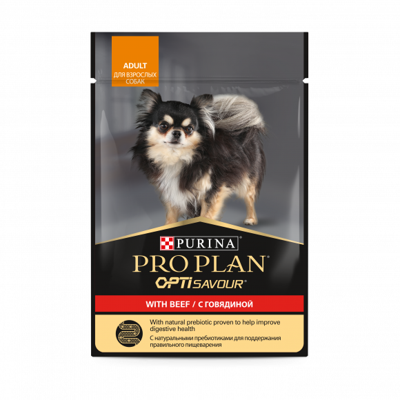 Влажный корм Purina Pro Plan для взрослых собак мелких и карликовых пород, с говядиной в соусе, 85 г