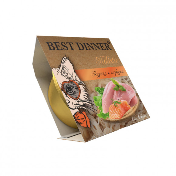 Влажный корм Best Dinner Holistic для стерилизованных кошек Мясные волокна в желе "Курица и горбуша" 75 г