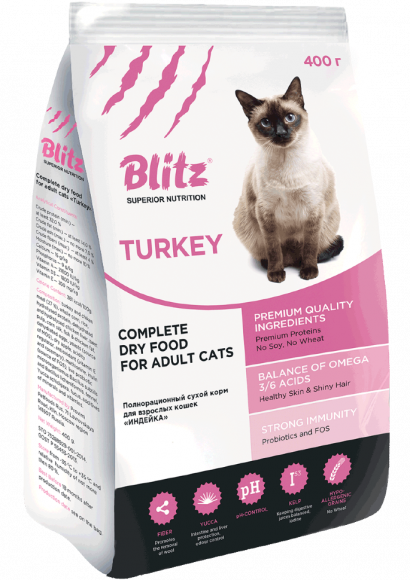 Корм Blitz для кошек с индейкой 2 кг