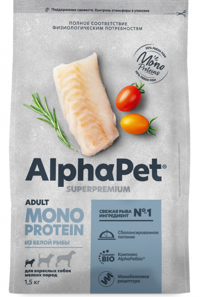 Корм AlphaPet MONOPROTEIN для собак мелких пород из белой рыбы 3 кг Корм AlphaPet MONOPROTEIN для собак мелких пород из белой рыбы 3 кг