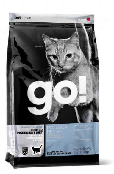 Корм GO! NATURAL Holistic беззерновой для котят и кошек с чувствительным пищеварением с минтаем 3,63кг