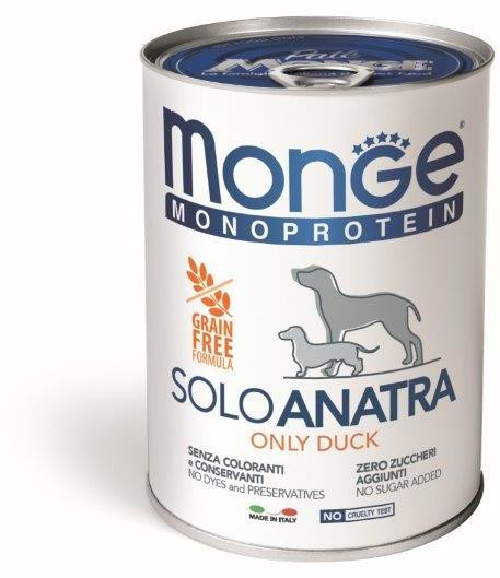 Консервы Monge Dog Monoprotein Solo для собак паштет из утки 400гр