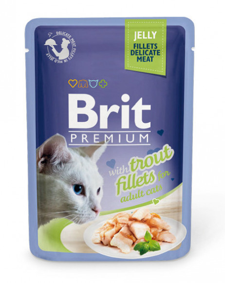 Влажный корм Brit Premium для кошек форель в желе (пауч) 85гр