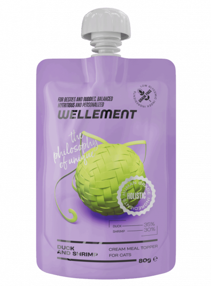 WELLEMENT кремовый топпинг с уткой и креветкой для кошек, 80 г WELLEMENT кремовый топпинг с уткой и креветкой для кошек, 80 г