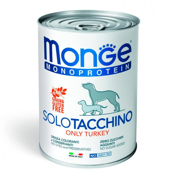 Консервы Monge Dog Monoprotein Solo для собак паштет из индейки 400гр