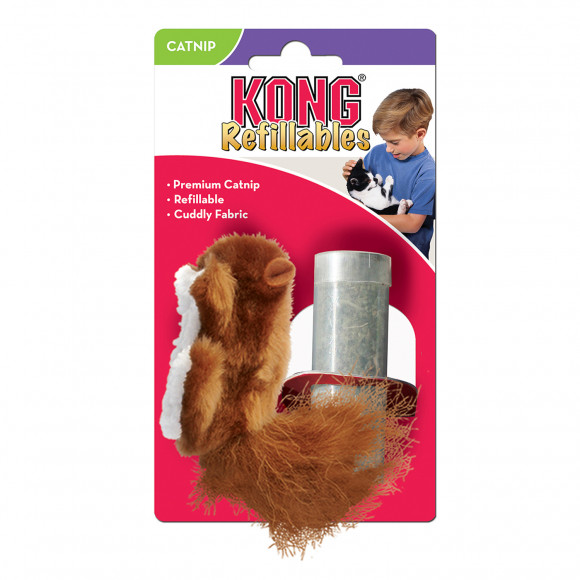 Kong игрушка для кошек "Белка" 15 см плюш с тубом кошачьей мяты