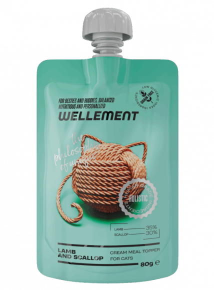 WELLEMENT кремовый топпинг с ягненком и морским гребешком для кошек, 80 г WELLEMENT кремовый топпинг с ягненком и морским гребешком для кошек, 80 г