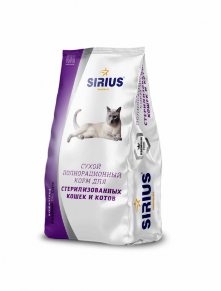 Корм Sirius для стерилизованных кошек и котов 1.5кг