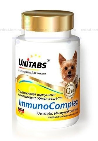 Минерально-витаминная добавка Unitabs ImmunoComplex с Q10 для мелких собак (1-7 лет) 100 таб