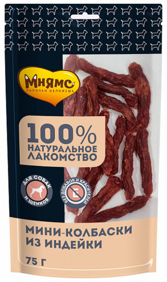 Лакомство Мнямс для собак Мини-колбаски из индейки 75г