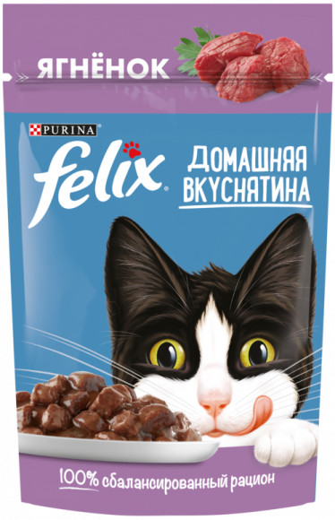 Влажный корм Purina Felix Домашняя вкуснятина для кошек с ягненком 75гр