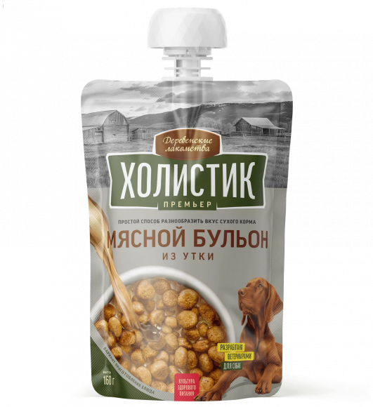 Мясной бульон из утки для собак Деревенские лакомства Холистик Премьер 160 гр