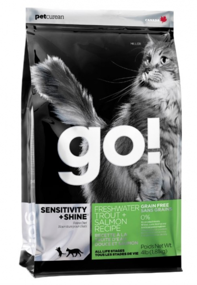 Корм GO! NATURAL Holistic беззерновой для котят и кошек с чувствительным пищеварением с форелью и лососем 3,63кг