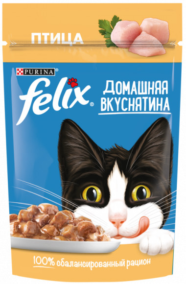 Влажный корм Purina Felix Домашняя вкуснятина для кошек с птицей 75гр
